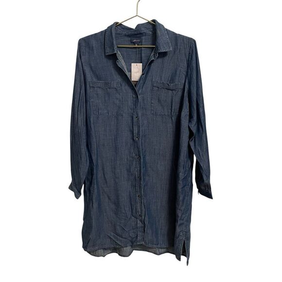 J. Jill Tencel Long Sleeve Button Down Denim Dress Size MP NWT - Picture 1 of 6